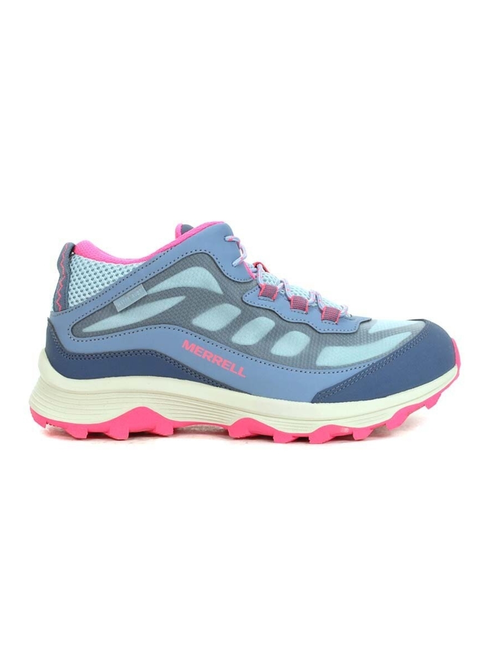 Kids' Merrell Moab Speed Mid Waterproof Hiking Boot Shoe Dusty Blue / Coral
